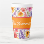 Kleurrijke Bright Summer bloementuin bloei Latte Mok (Voorkant)