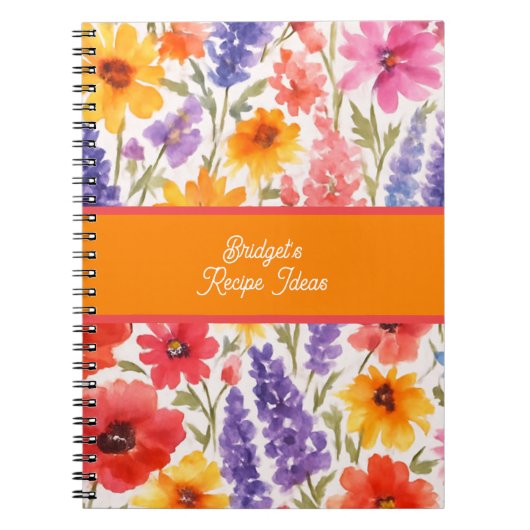 Kleurrijke Bright Summer bloementuin bloesem recep Notitieboek (Voorkant)