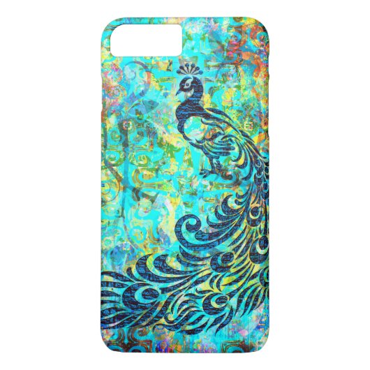  kleurrijke Bright Turquoise Peacock Abstract Case-Mate iPhone Case (Achterkant)