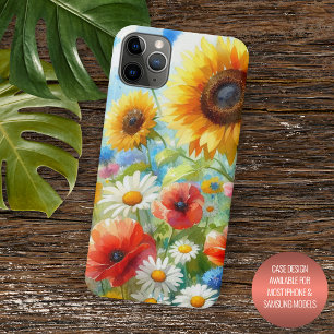 Kleurrijke Bright Wildflower Floral Waterverf Art iPhone 11 Pro Max Hoesje