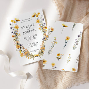 Kleurrijke Bright Wildflower Floral Wreath Bruilof Kaart