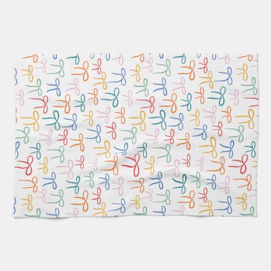 Kleurrijke Brights Simple Bow Doodle Patroon Theedoek (Horizontaal)