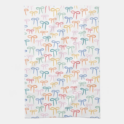 Kleurrijke Brights Simple Bow Doodle Patroon Theedoek (Verticaal)