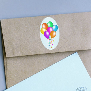Kleurrijke bril van ballonnen ovale sticker