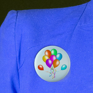 Kleurrijke bril van ballonnen ronde button 5,7 cm