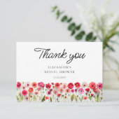 Kleurrijke Bruidsdouche met Wilde Bloemen: Dank je Kaart (Staand voorkant)