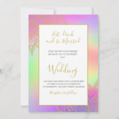 Kleurrijke bruiloft gouden accenten modern kaart (Achterkant)