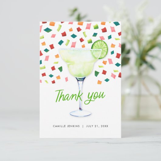 Kleurrijke Bruiloft Uitnodiging Dankkaart Fiesta (Staand voorkant)