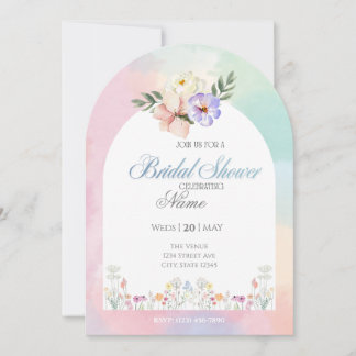 Kleurrijke Bruiloftsfeest met Bloemen Kaart