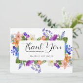 Kleurrijke bruiloftsshower plat kaart met wilde bl (Staand voorkant)