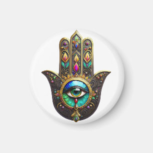 Kleurrijke Bruine Gouden Hamsa Regenboog Kleur Der Magneet