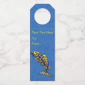 Kleurrijke bruine visbroekschaaltjes op blauw flessenhanger (Voorkant)