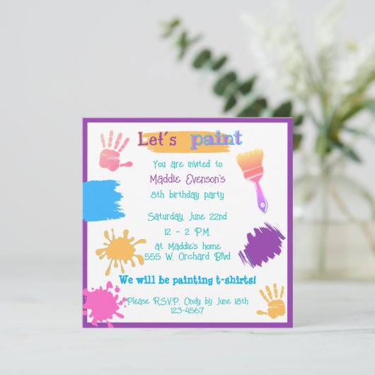 Kleurrijke Brush Strokes verjaardagsverf feestje u Kaart (Staand voorkant)
