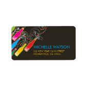 Kleurrijke bubbelflessen modern nieuwjaarsadres etiket (Voorkant)