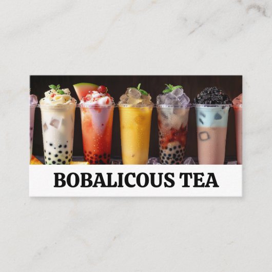 Kleurrijke Bubble Tea Drinken met Parels Visitekaartje (Voorkant)
