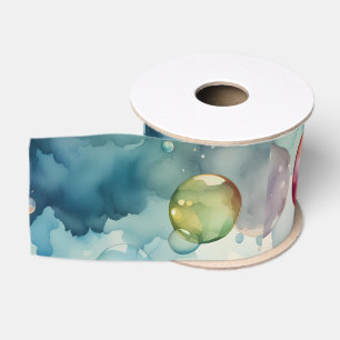 Kleurrijke Bubbles Waterverf Art Grosgrain Lint