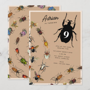 Kleurrijke  Bugs Kevers Kids Verjaardagsfeest Kaart