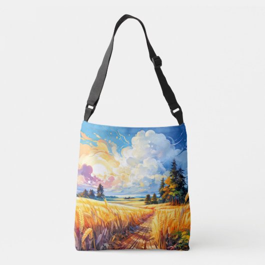 Kleurrijke  buitenillustratie crossbody tas (Achterkant)