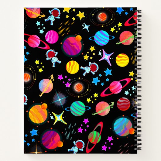 Kleurrijke buitenruimte planeten sterrenstelsel st notitieboek (Achterkant)