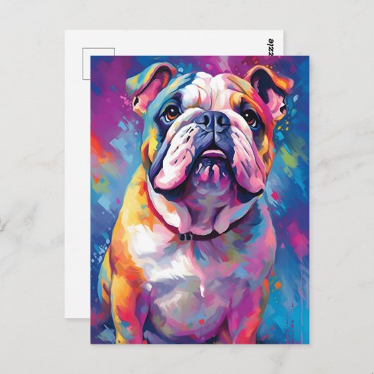 Kleurrijke Bulldog Briefkaart (Voorkant / Achterkant)