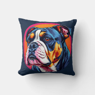 Kleurrijke Bulldog Digitale Kunst Decoratie Kussen