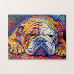 Kleurrijke Bulldog slapen Legpuzzel