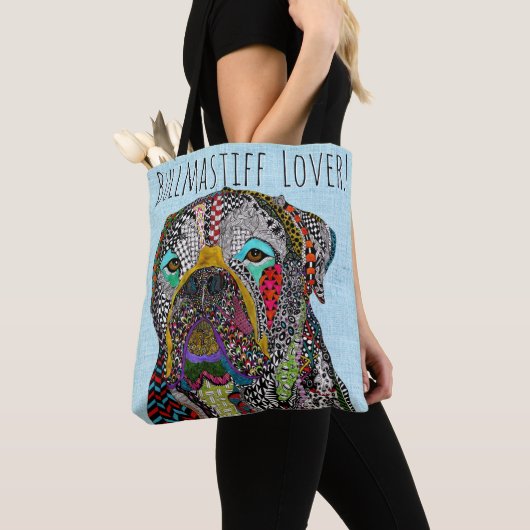 Kleurrijke Bullmastiff Lover Canvas tas (Dichtbij)