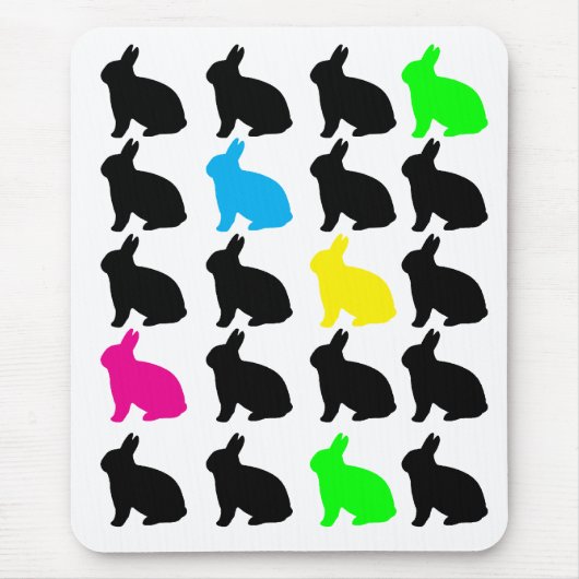 Kleurrijke Bunnies Mousepad Muismat (Voorkant)