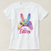 Kleurrijke Bunny Gaming Controller T-shirt; Gamer T-shirt (Design voorkant)