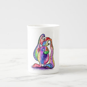 Kleurrijke Bunny met Flower Mok