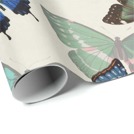 kleurrijke Butterflies Antiek illustratie Cadeaupapier (Rol Hoek)