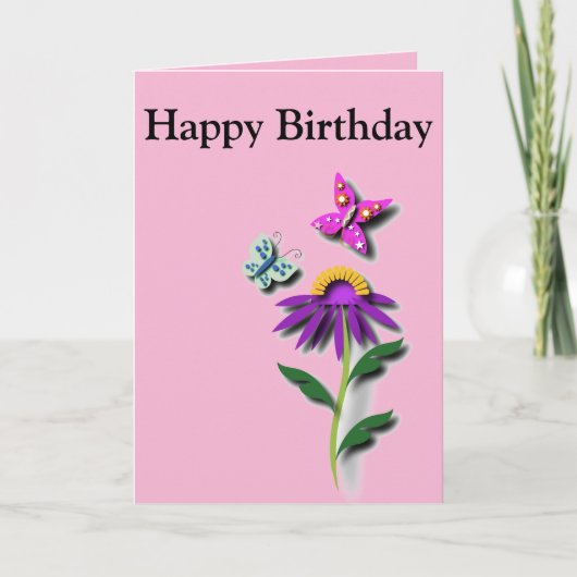 Kleurrijke Butterfly en Flower editable Kaart (Voorkant)