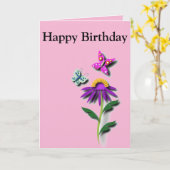 Kleurrijke Butterfly en Flower editable Kaart (Gele Bloem)