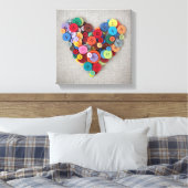 Kleurrijke Buttonnen Hart Canvas Afdruk (Insitu (Slaapkamer))