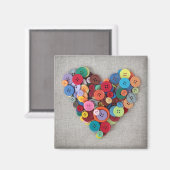 Kleurrijke Buttonnen Hart Magneet (Voorkant / Achterkant)