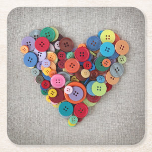 Kleurrijke Buttonnen Vierkante Kartonnen Onderzetter