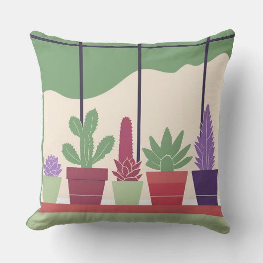 Kleurrijke cactus en succulenten buitenkussen (Voorkant)