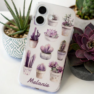 Kleurrijke Cactus Floral gepersonaliseerde naam iPhone 16 Hoesje