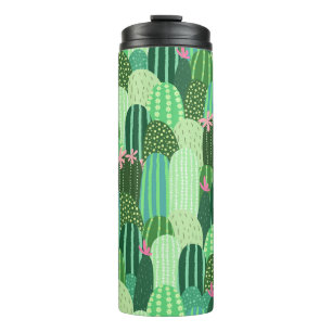 Kleurrijke Cactus Naadloze Patroonillustratie Thermosbeker