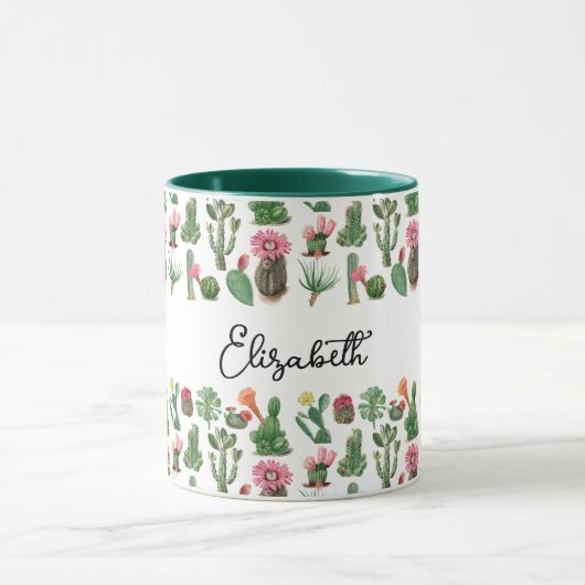 Kleurrijke Cactus & Sappige Bloemen Mok (Midden)