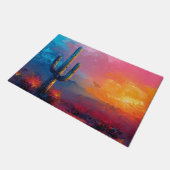 Kleurrijke Cactus schilderij woestijnlandschap Deurmat (Schuin)