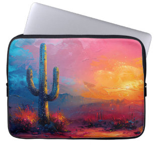 Kleurrijke Cactus schilderij woestijnlandschap Laptop Sleeve