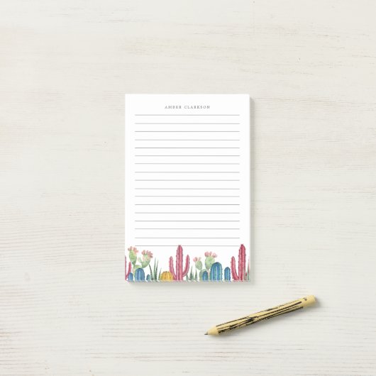 Kleurrijke cactussen | gevoerd post-it® notes (Op bureau)