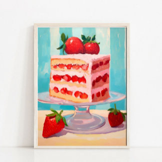Kleurrijke cake olieverfschilderij, Pop Art print, Poster