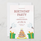 Kleurrijke Cake verjaardagsfeestje uitnodiging (Voorkant)