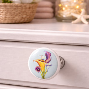Kleurrijke Calla Lily Bloemendecoratie Modern Sier Keramische Knop