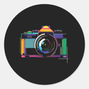 Kleurrijke Camera Fotograaf Fotografie Ronde Sticker