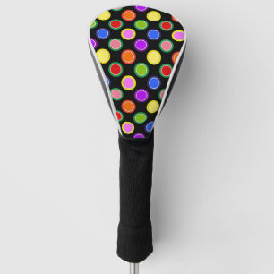 Kleurrijke Candy Fruit Oversized Stippen op Zwart Golfheadcover
