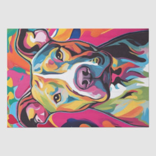 Kleurrijke Canine Chaos: Een Pop Art Pitbull Tissuepapier
