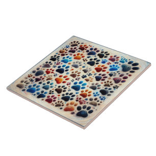 Kleurrijke canine hondenpootafdruk met passie tegeltje